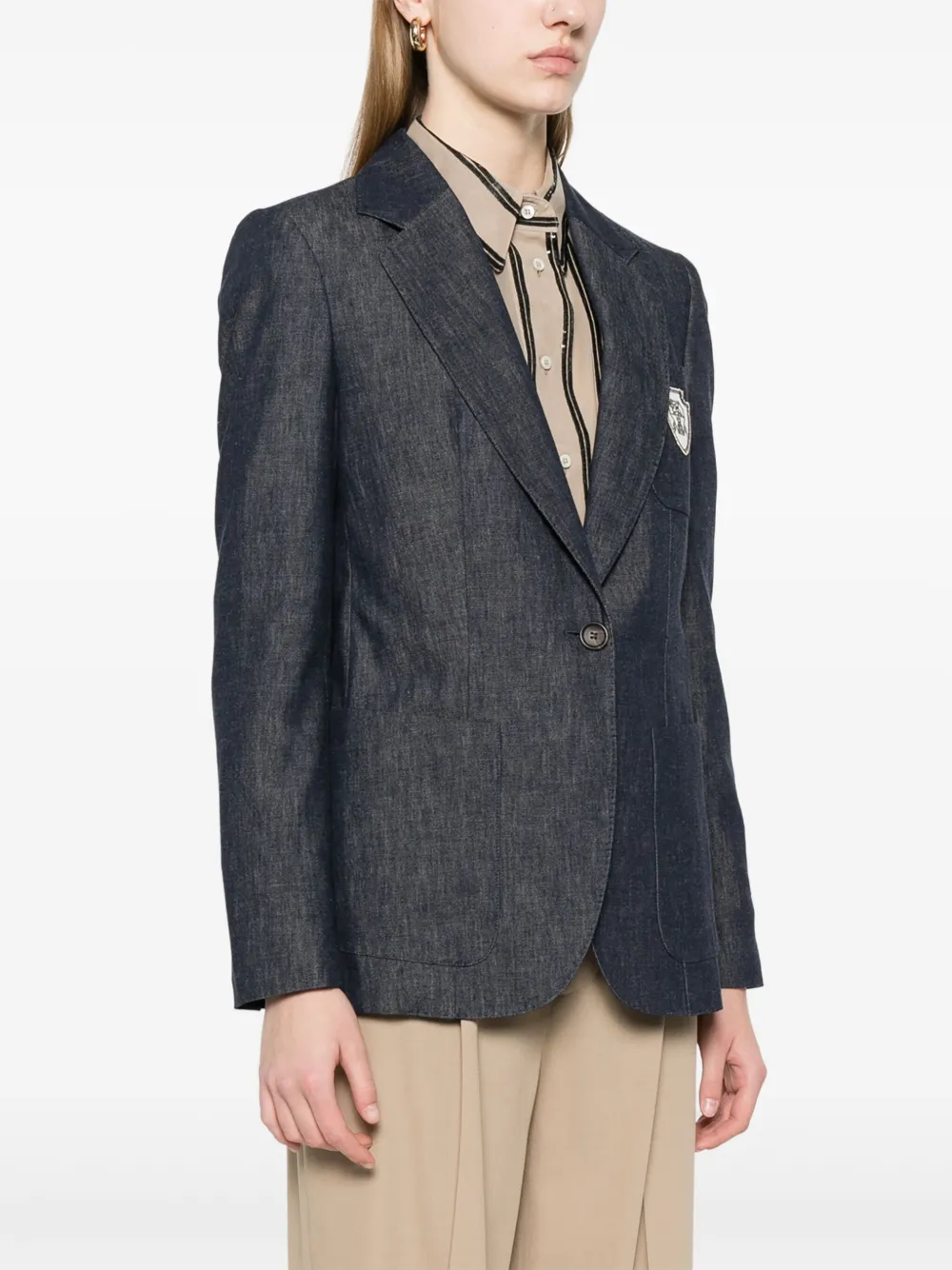 Brunello Cucinelli Chambray blazer Blauw