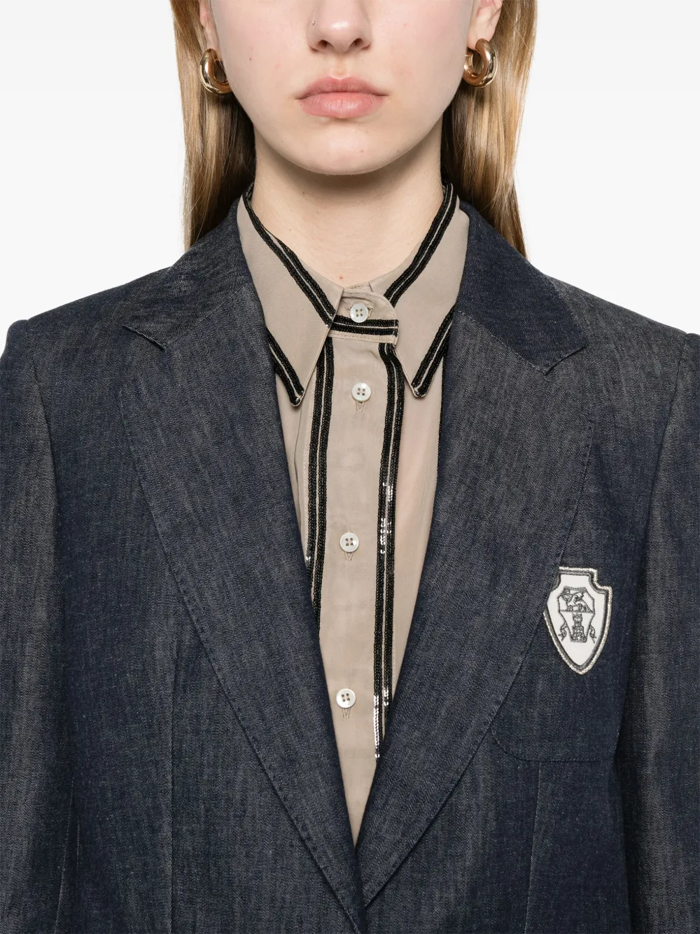 Brunello Cucinelli Chambray blazer Blauw