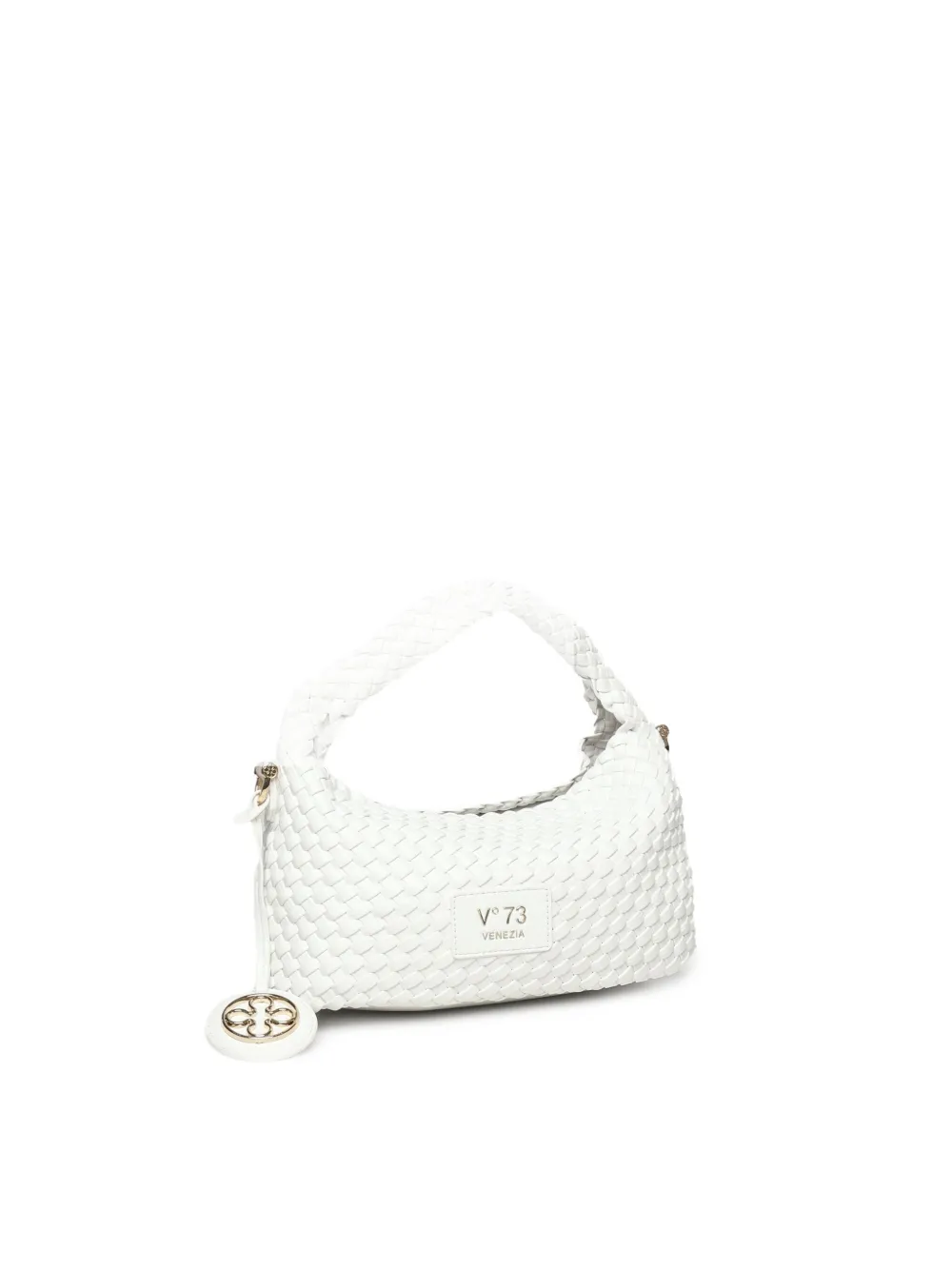 V73 Woven Shoulder Bag In White