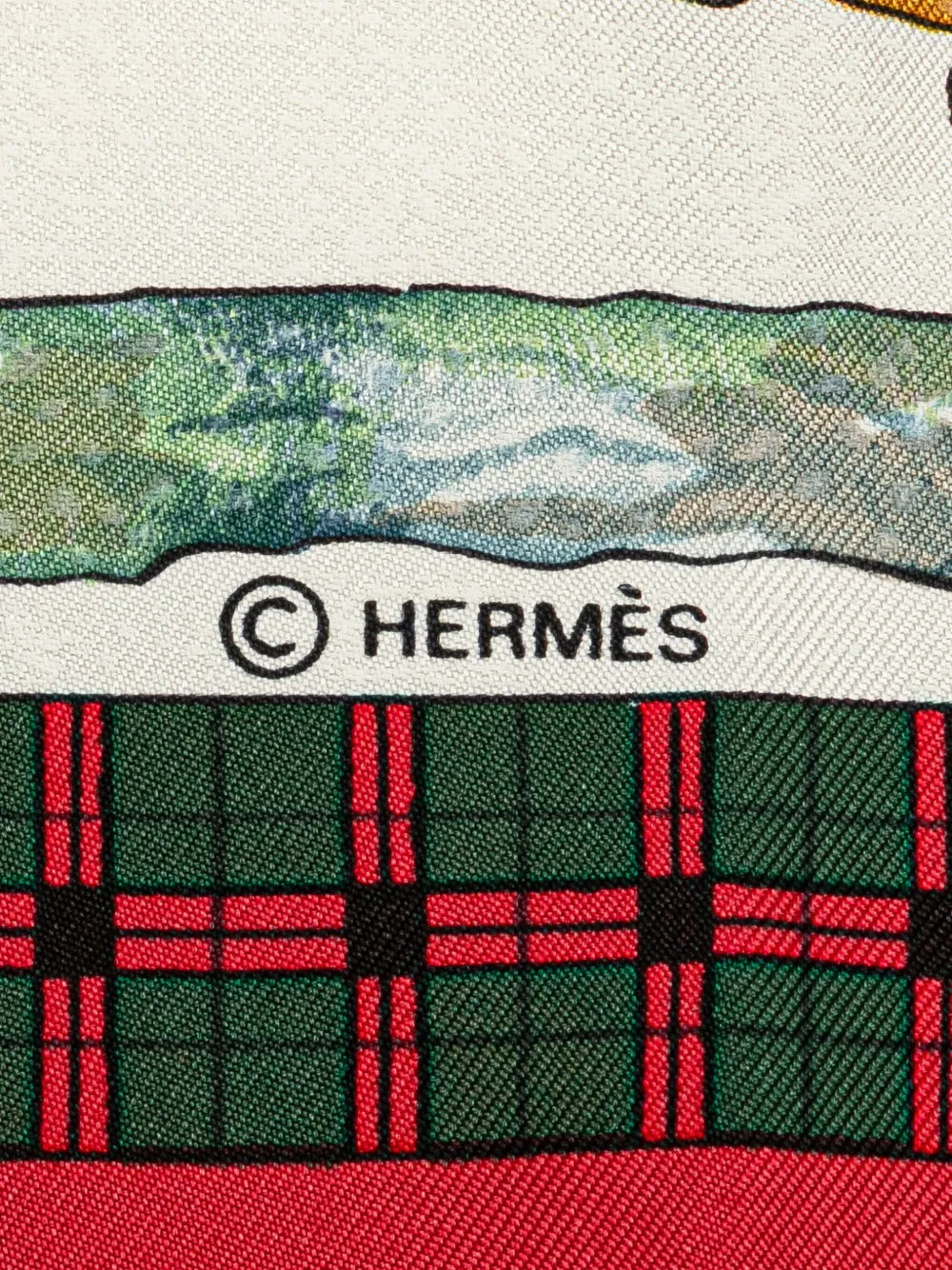 Pre-owned Hermes 20th Century Bull & Mouth Western Coach Office Silk Scarf Scarves In Red