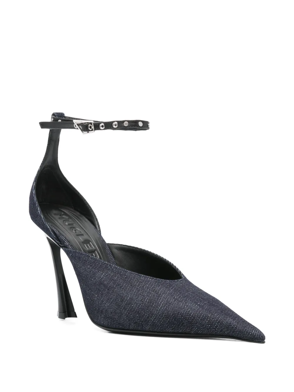 Mugler 95mm denim mules - Blauw