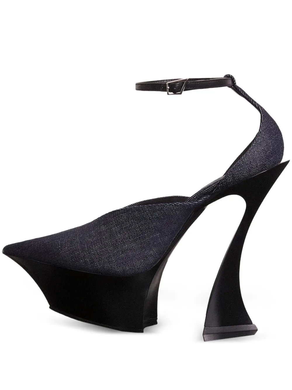 Mugler denim ankle-strap mules Blue