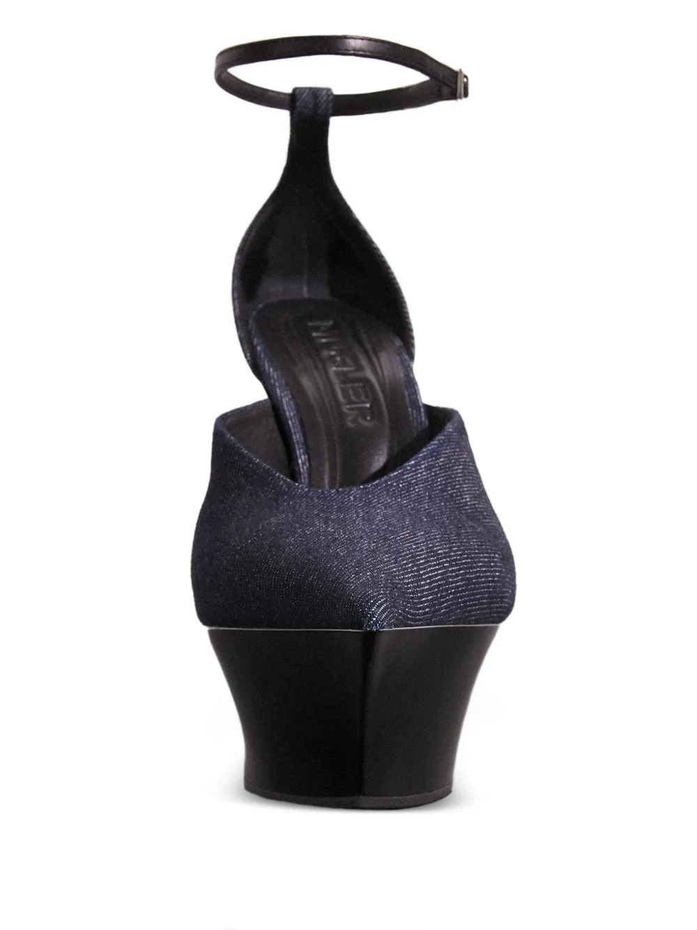 Mugler denim ankle-strap mules Blue