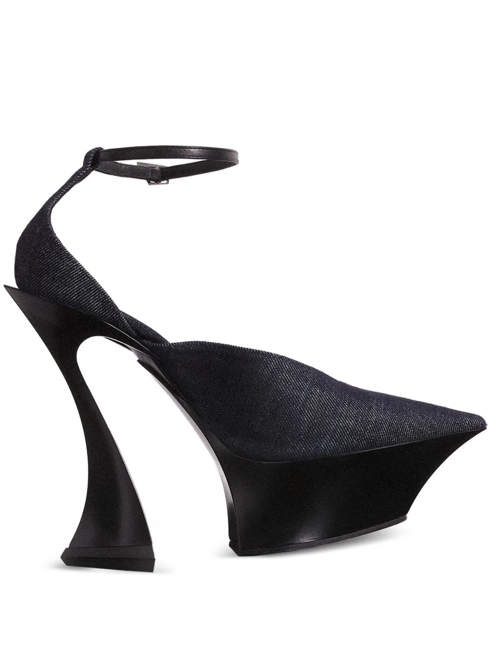 Mugler denim ankle-strap mules Blue