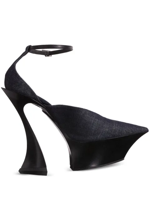 Mugler denim ankle-strap mules