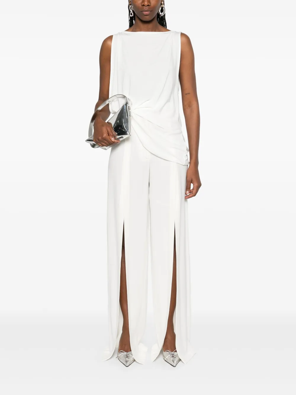 Mugler Palazzo broek met gesp - Wit