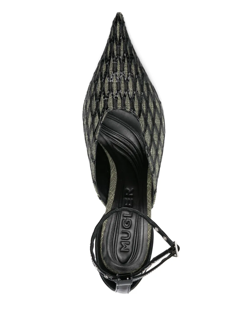 Mugler 100mm diamond-pattern mules Black