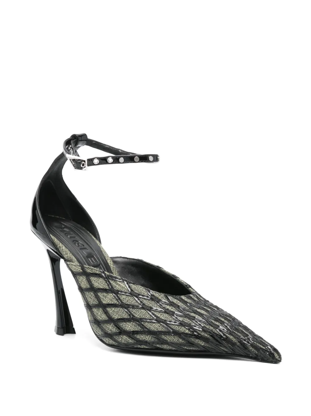 Mugler 100mm diamond-pattern mules - Zwart