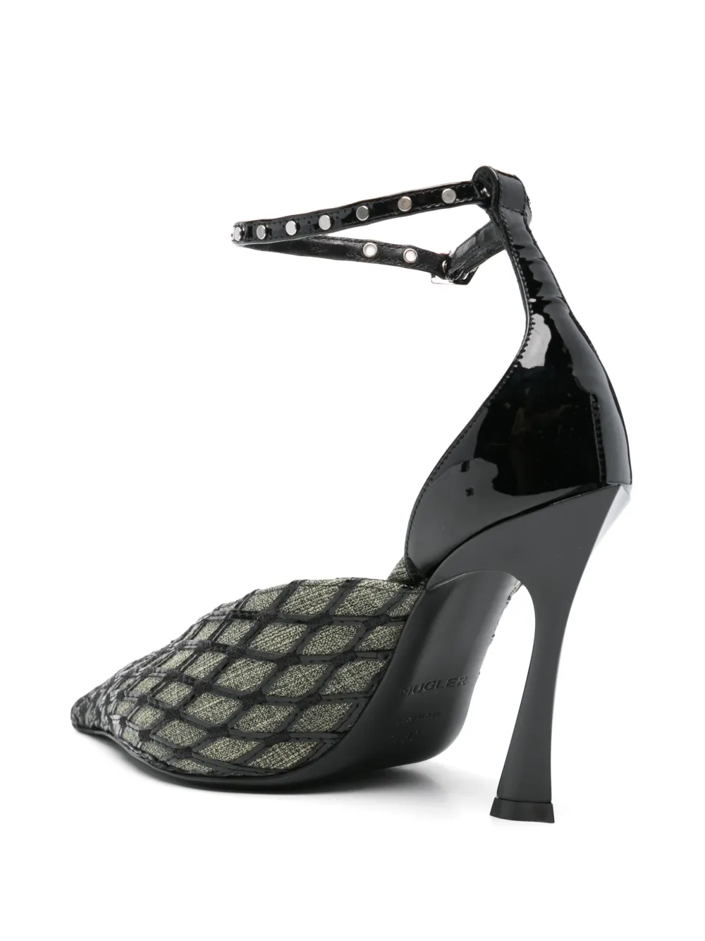 Mugler 100mm diamond-pattern mules Black
