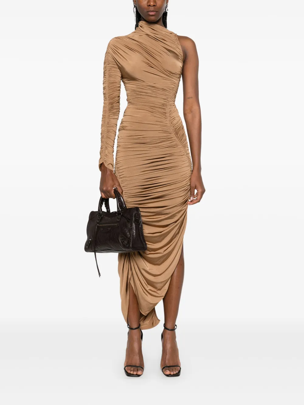 Mugler Asymmetrische maxi-jurk - Bruin