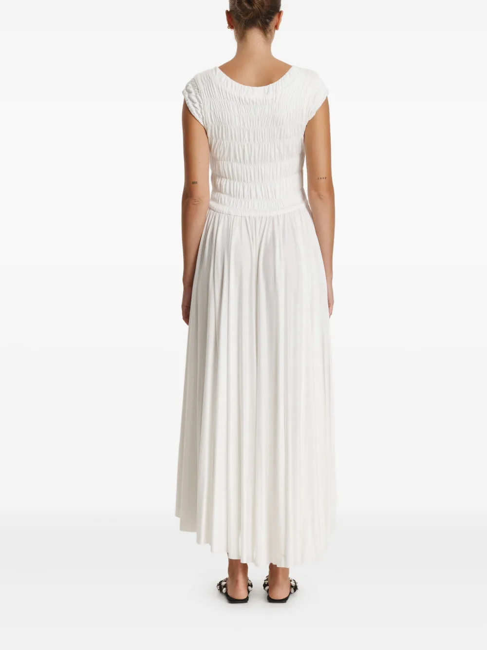  Pnk Shirred-panel Midi Dress - White 