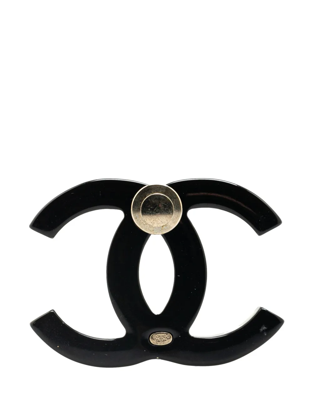 Pre-owned Chanel 2006 Cc Resin Faux Pearl Charms Brooch Costume Brooch In Black