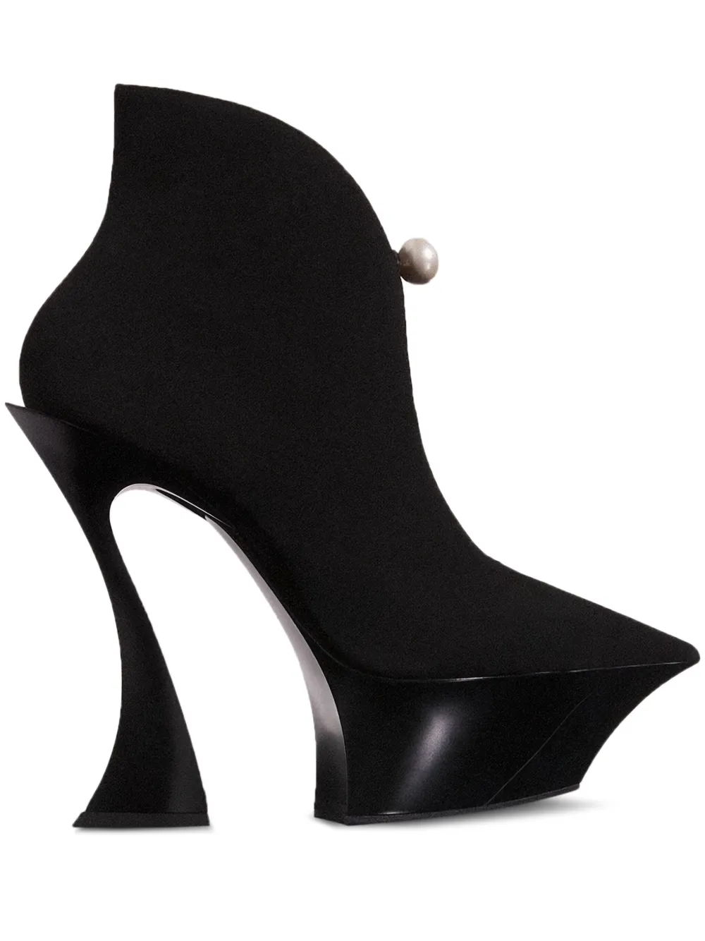 Mugler pearl-embellished sculpted heel boots Black