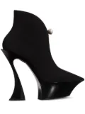 Mugler pearl-embellished sculpted heel boots - Black
