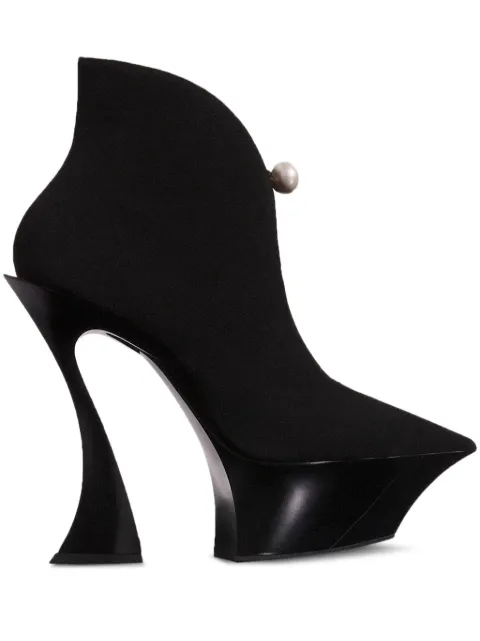 Mugler pearl-embellished sculpted heel boots
