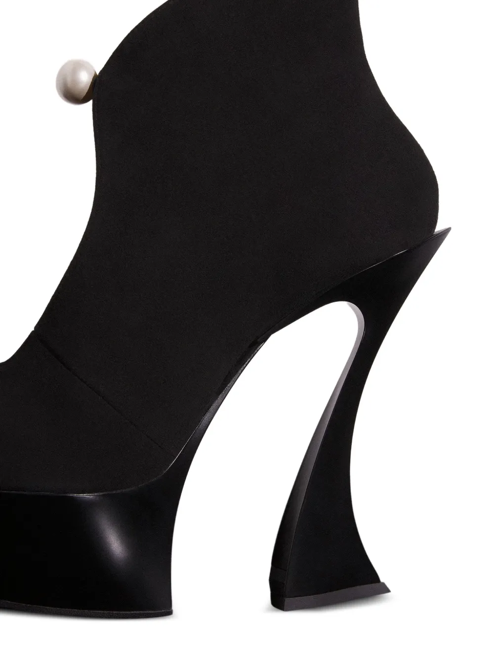 Mugler pearl-embellished sculpted heel boots Black