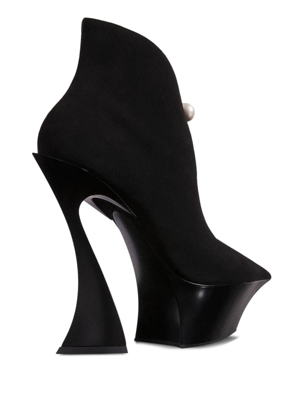 Mugler pearl-embellished sculpted heel boots Black