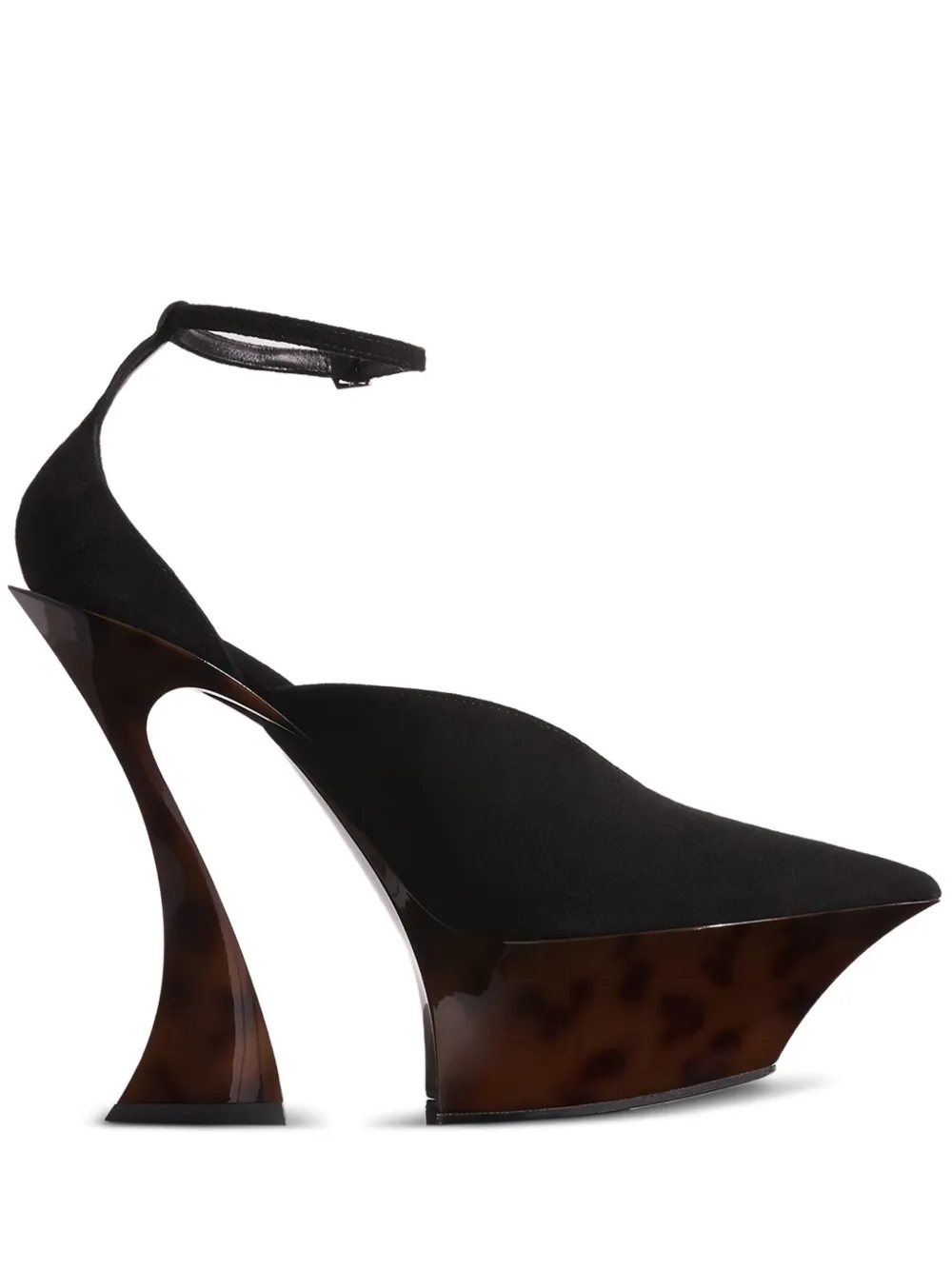 Mugler 95mm Ankle-strap Sculpted-heel Mules In Brown