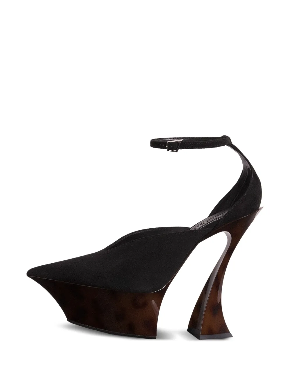 Mugler 95mm ankle-strap sculpted-heel mules Brown