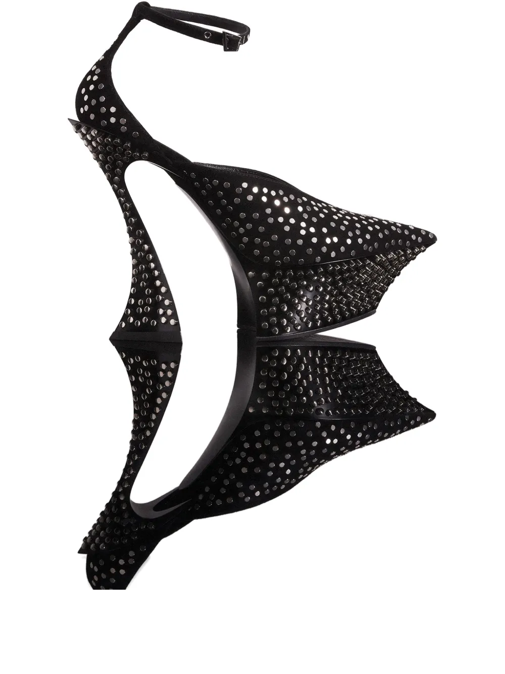 Mugler Ankle-strap Studded Mules In Black
