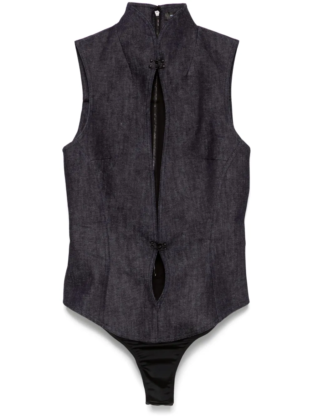 cut-out denim bodysuit