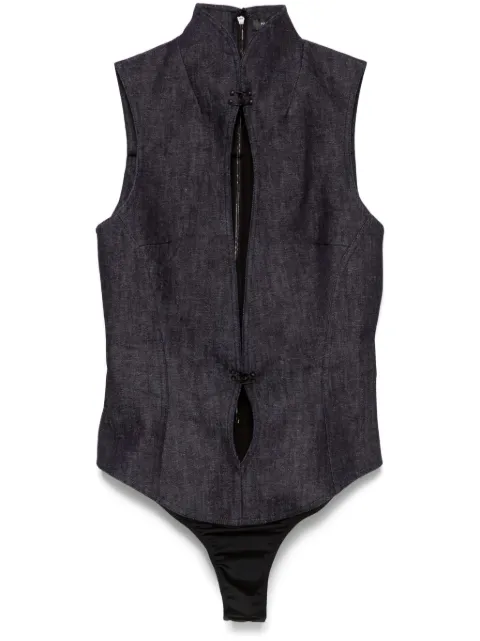 Mugler cut-out denim bodysuit