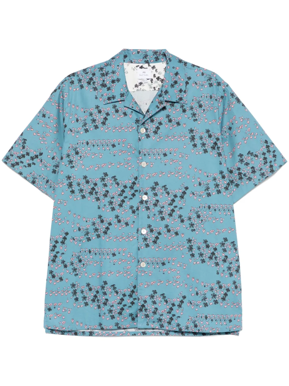 PS Paul Smith Overhemd met Jasmine-print en korte mouwen Blauw
