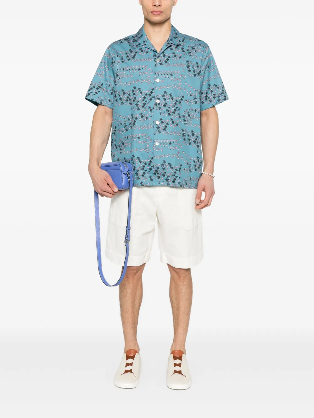 PS Paul Smith Overhemd met Jasmine-print en korte mouwen - Blauw