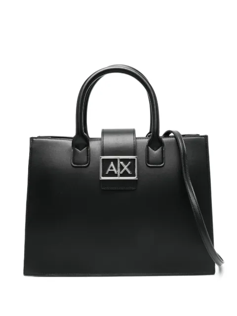 Armani Exchange logo-plaque tote bag