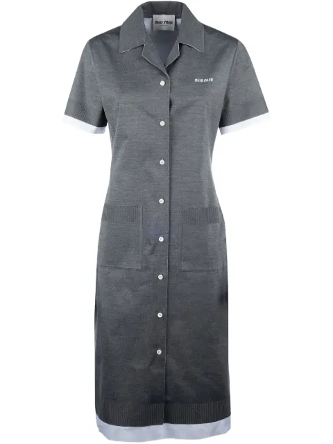 Miu Miu vestido camisero con logo en intarsia