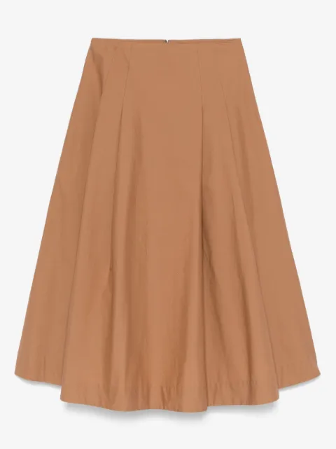 Nude pleat-detail midi skirt