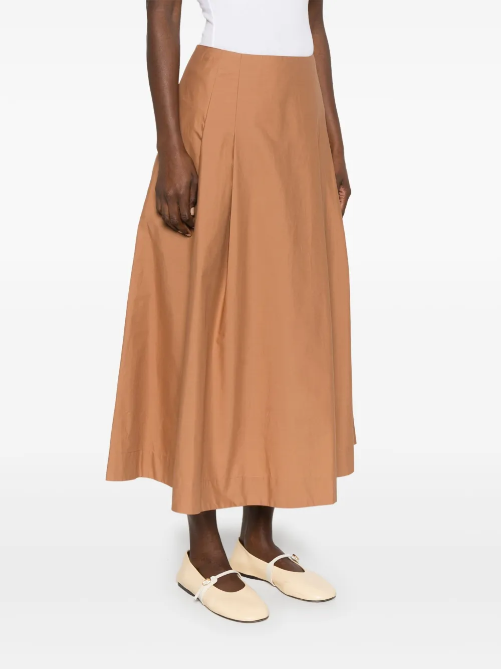 Nude pleat-detail midi skirt Bruin