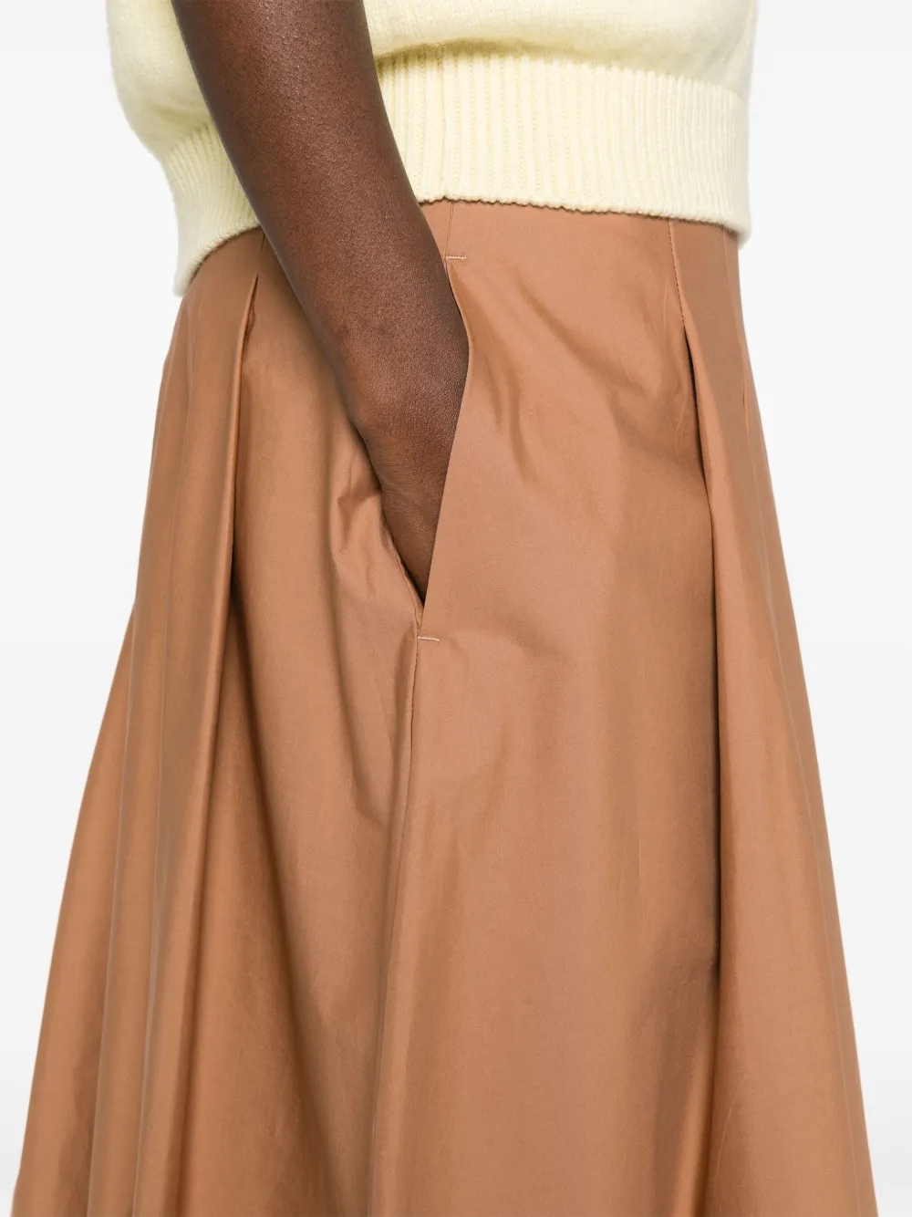 Nude pleat-detail midi skirt Bruin