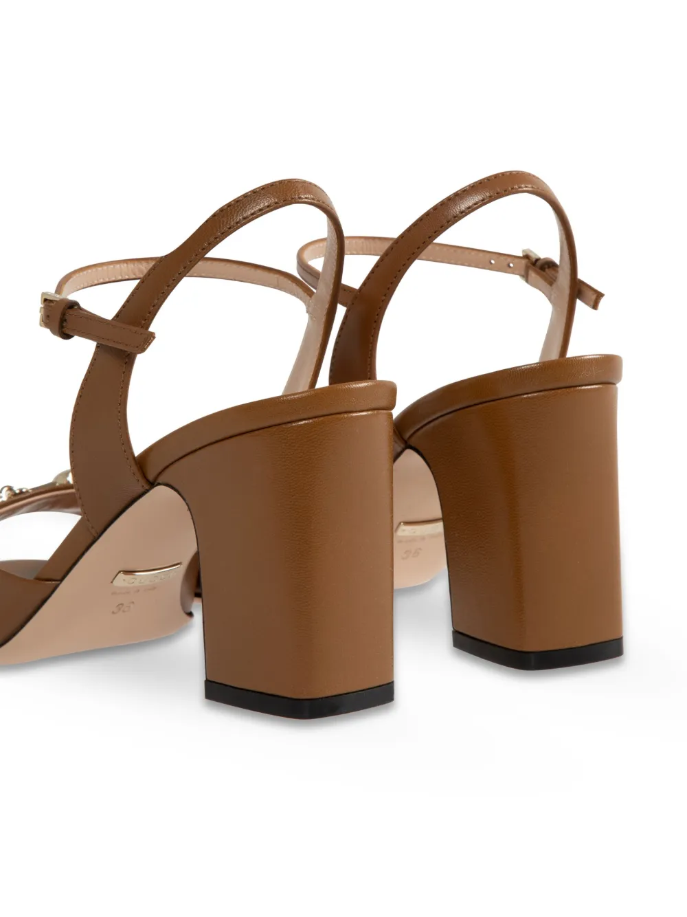 Gucci Brown Leather Sandal With Buckle Women In Brown