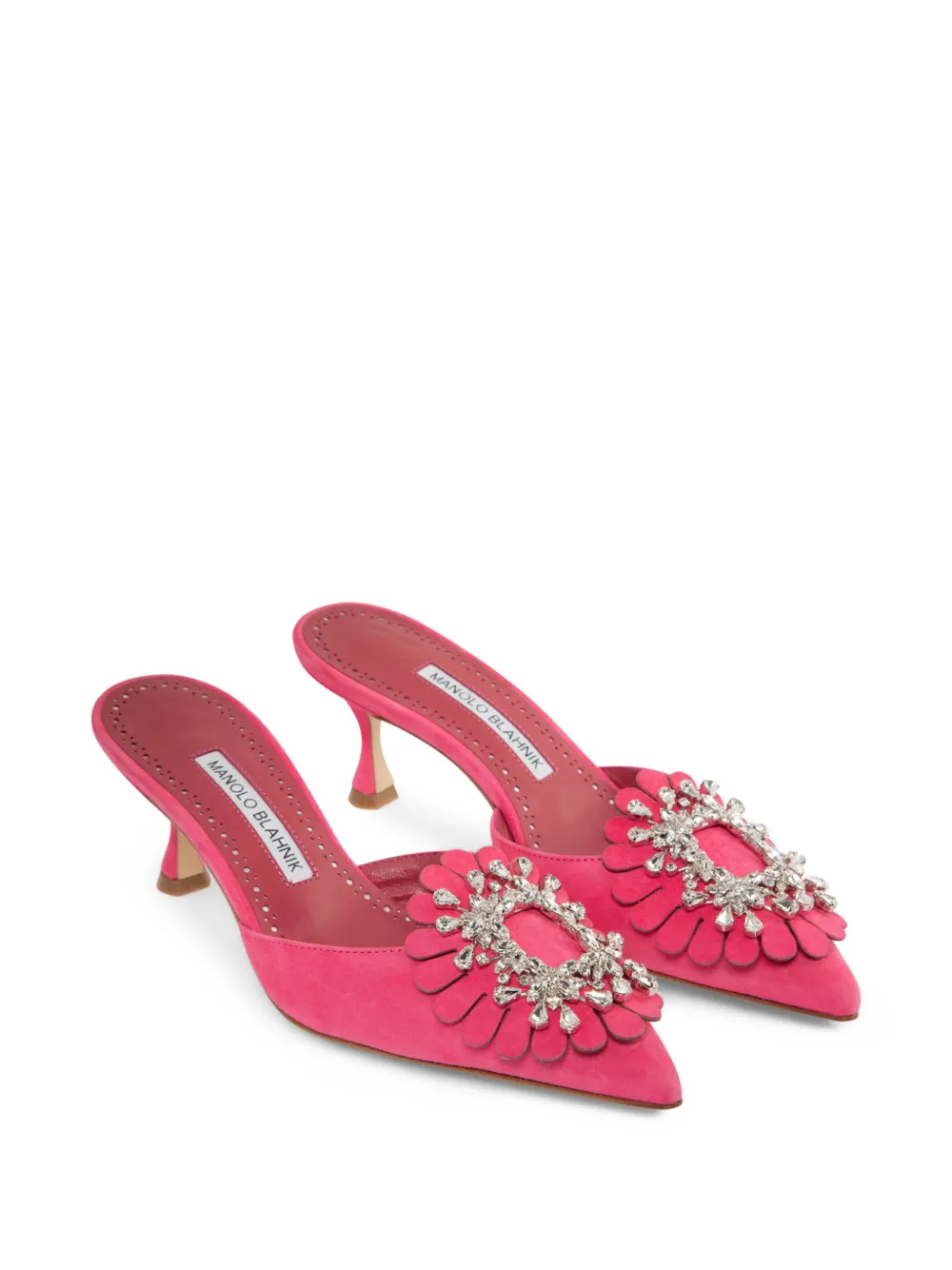 Manolo Blahnik 50 mm Shog muiltjes - Roze