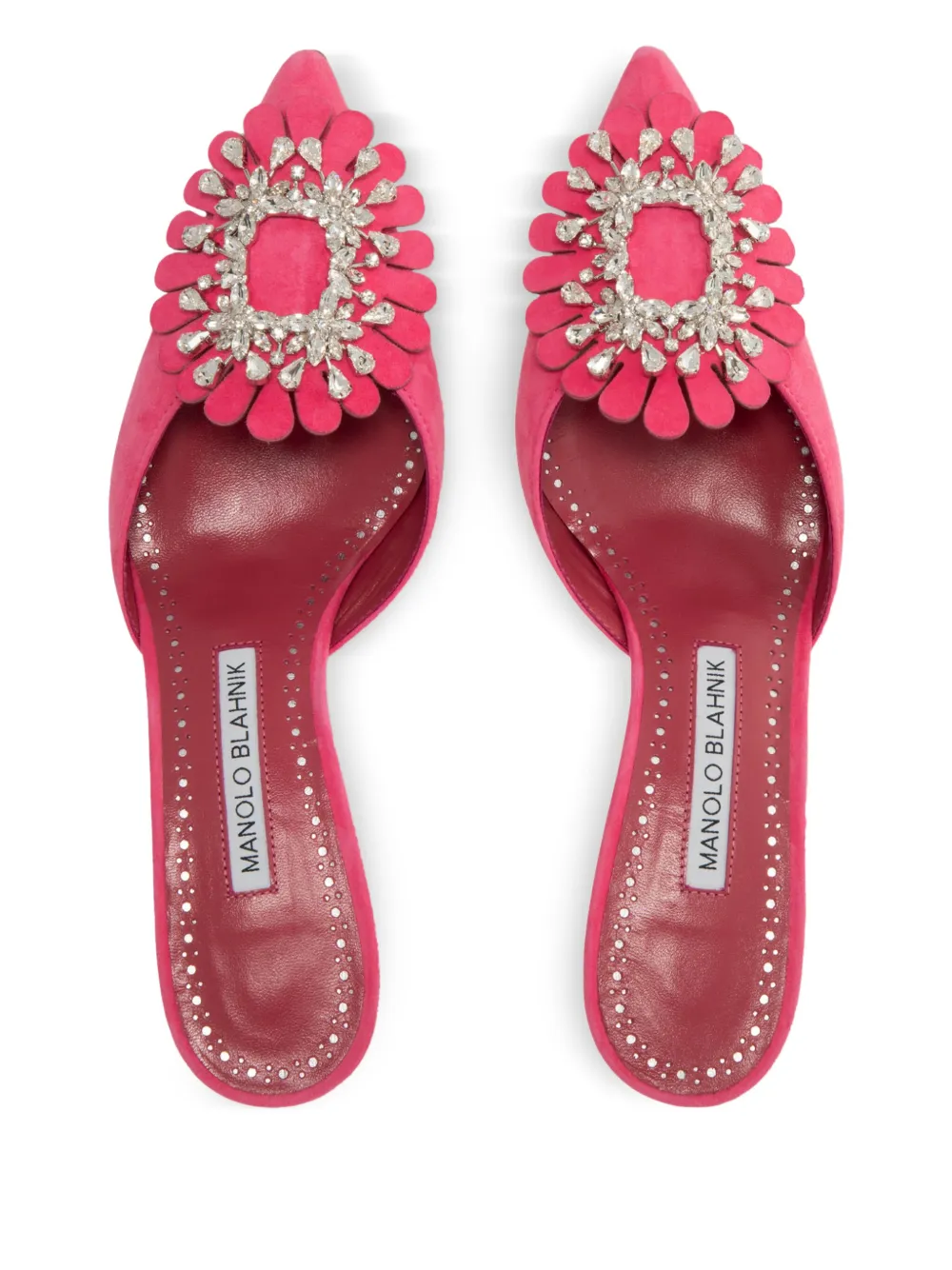 Manolo Blahnik 50mm Shog mules Pink