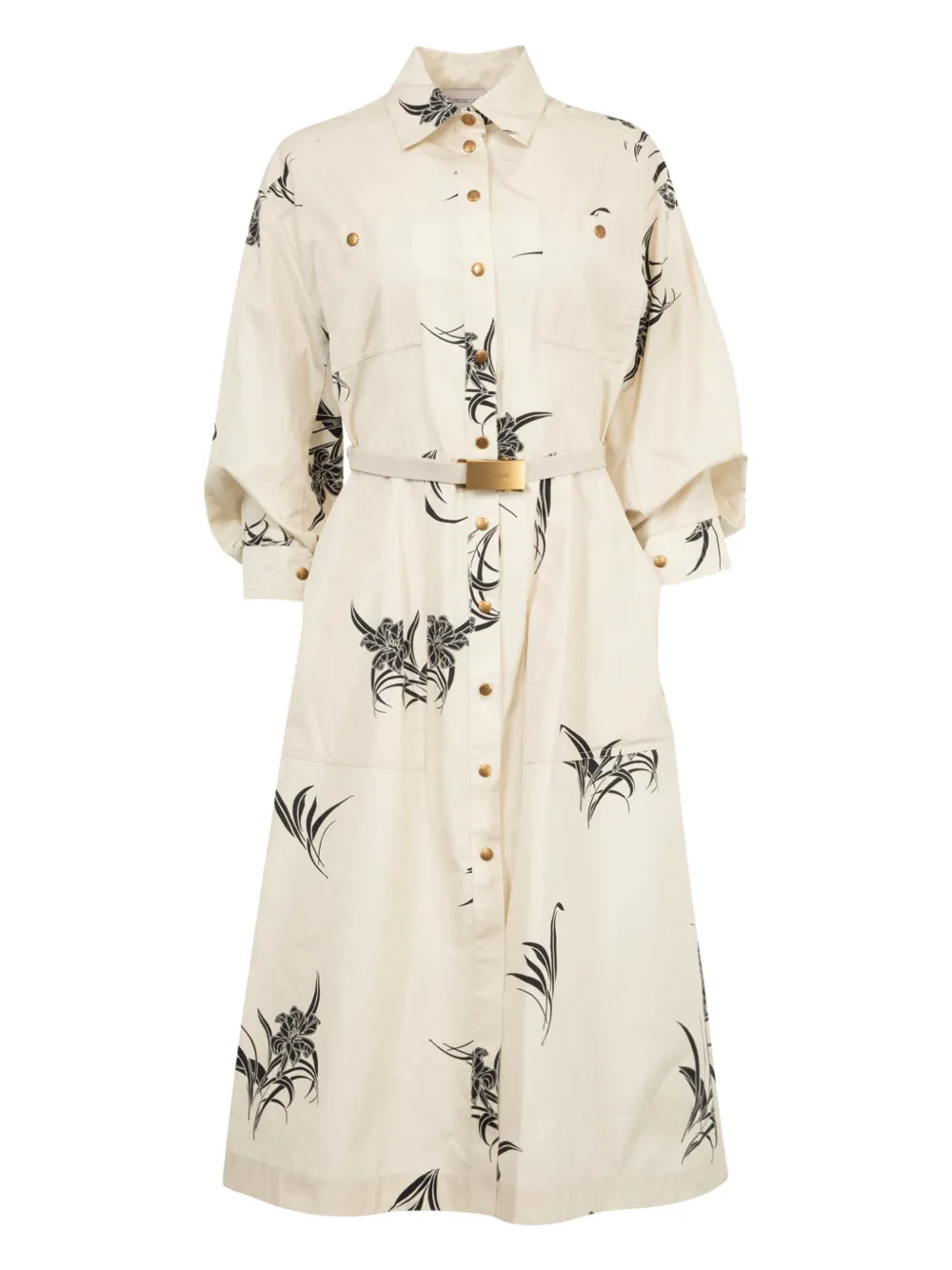 Moncler robe en coton à fleurs | tons neutres | Image 1