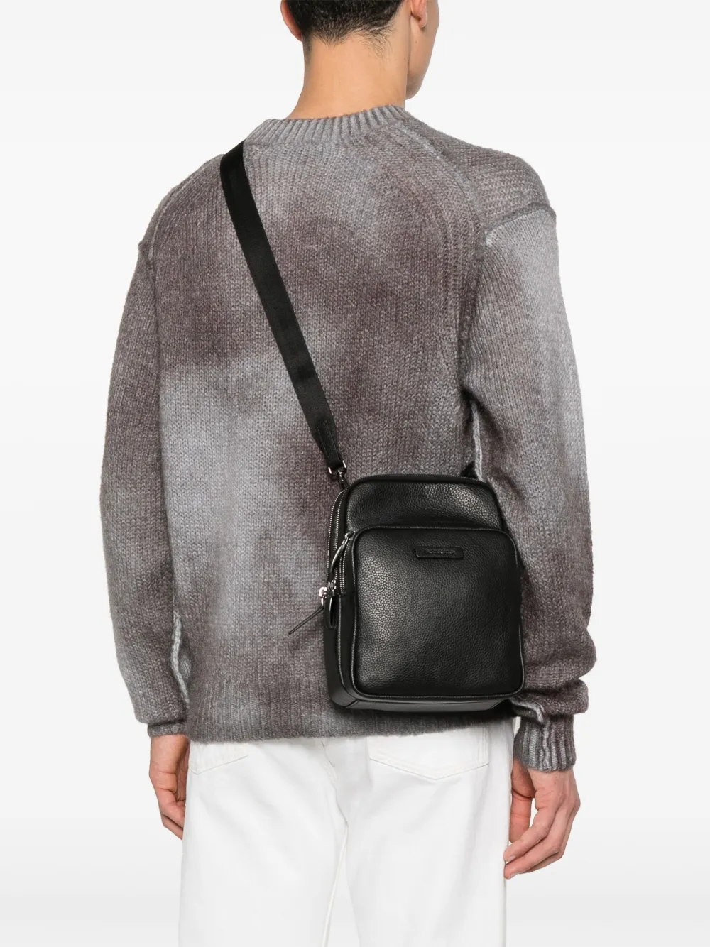 PIQUADRO Crossbodytas met logopatch - Zwart
