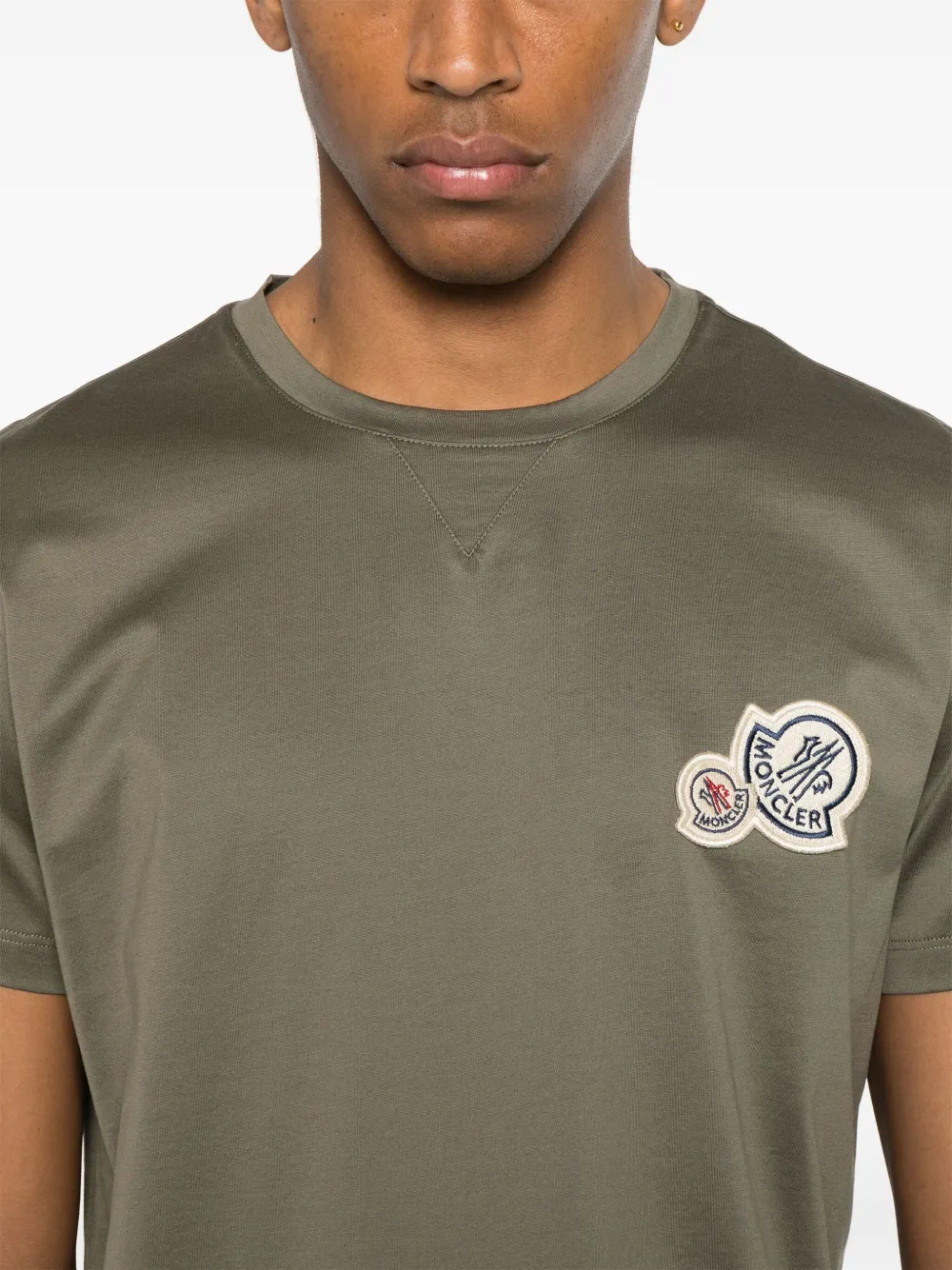 Moncler Katoenen T-shirt met logopatch Groen