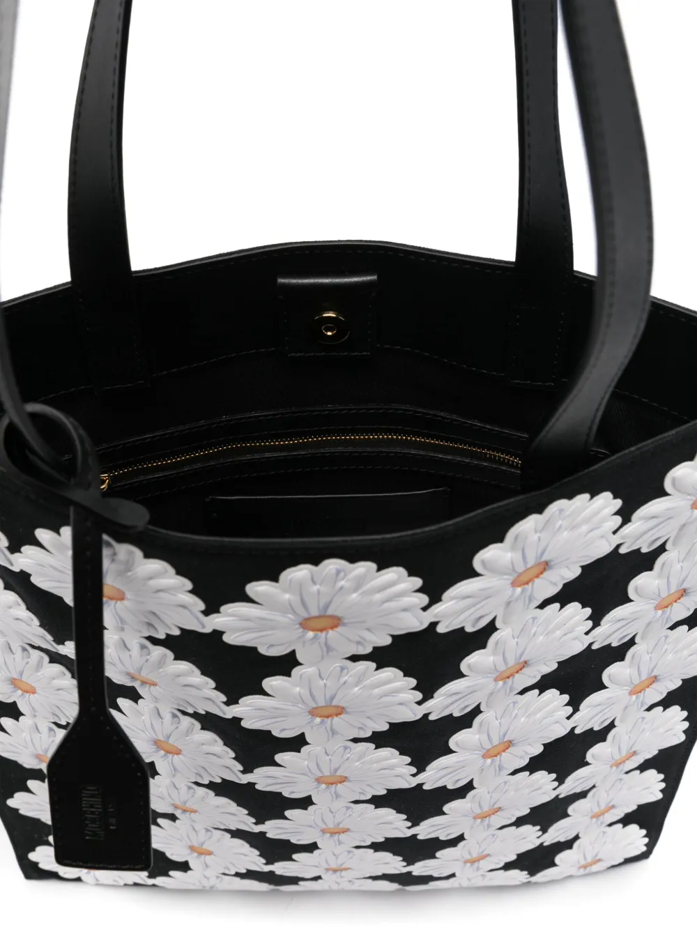 Moschino Shopper met bloemapplicatie Zwart