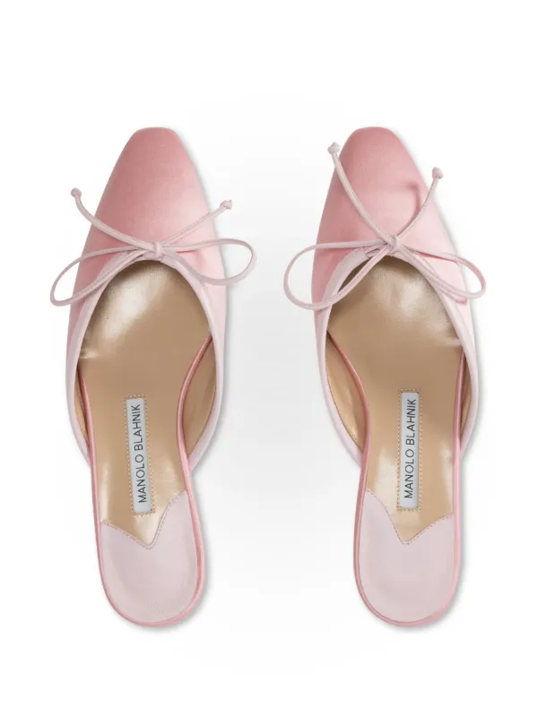Manolo Blahnik Pink Satin Fabetamu 70 Mules Size 9/39.5