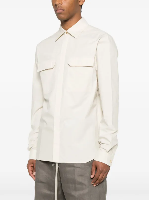 19SS Rick Owens コットンブロード　ドレスシャツ　ホワイト Rick Owens Work Shirt | Neutrals | FARFETCH