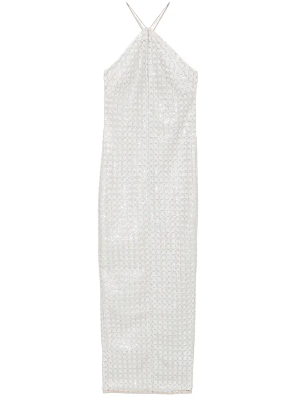 ROTATE BIRGER CHRISTENSEN Beaded Maxi Dress | Neutrals | FARFETCH