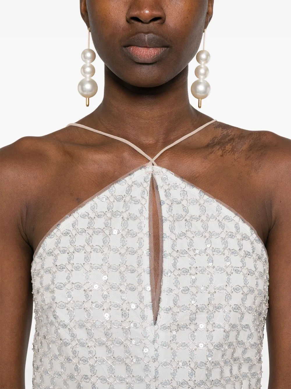 ROTATE BIRGER CHRISTENSEN Maxi-jurk met kralen Beige