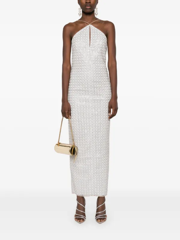 ROTATE BIRGER CHRISTENSEN Beaded Maxi Dress | Neutrals