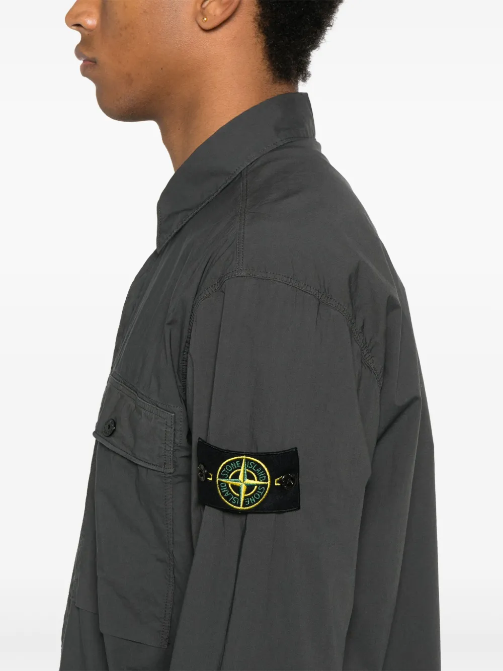 Stone Island Shirtjack met afneembare Compass-logopatch Grijs