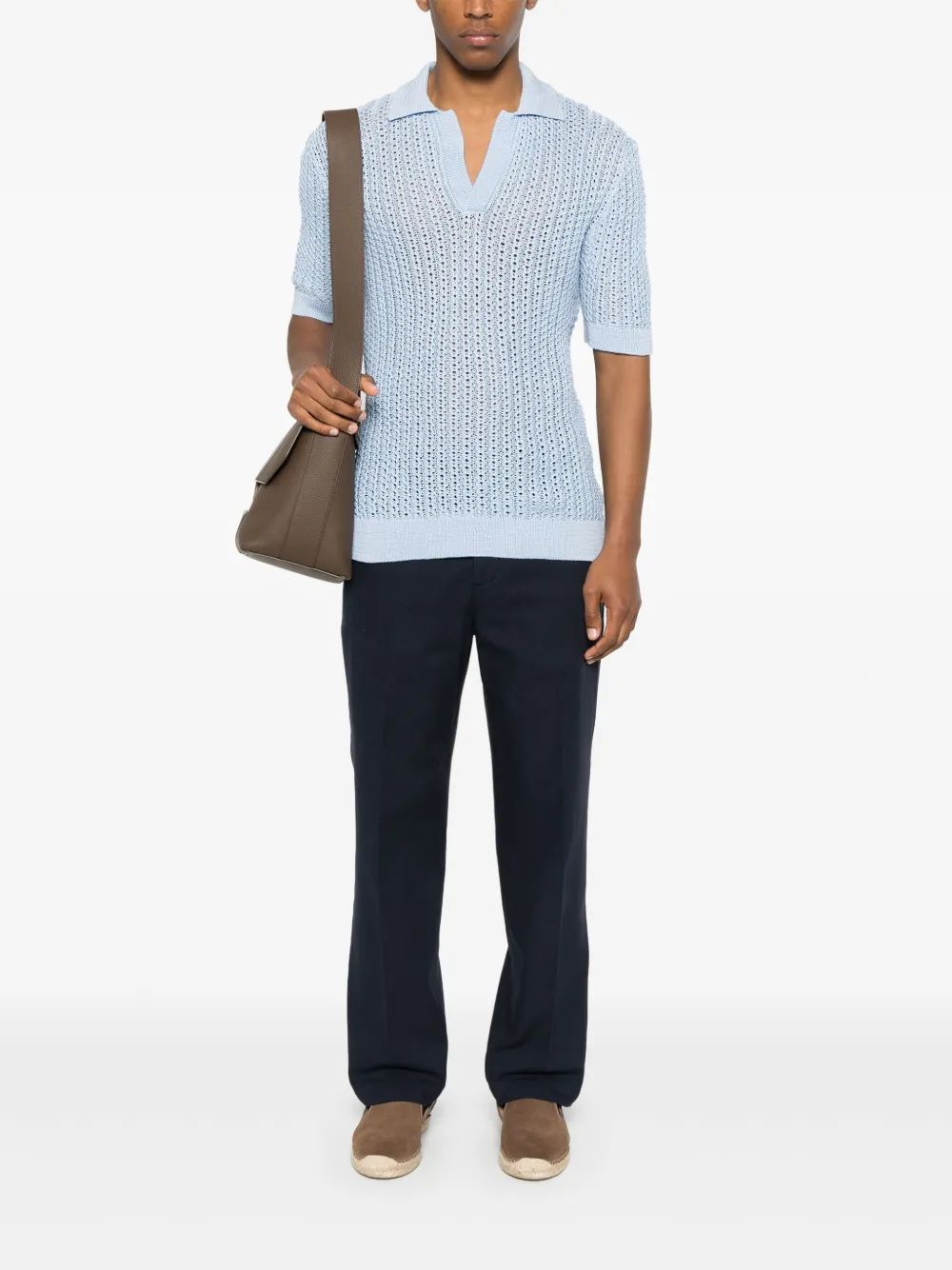 Tagliatore Gebreid T-shirt - Blauw