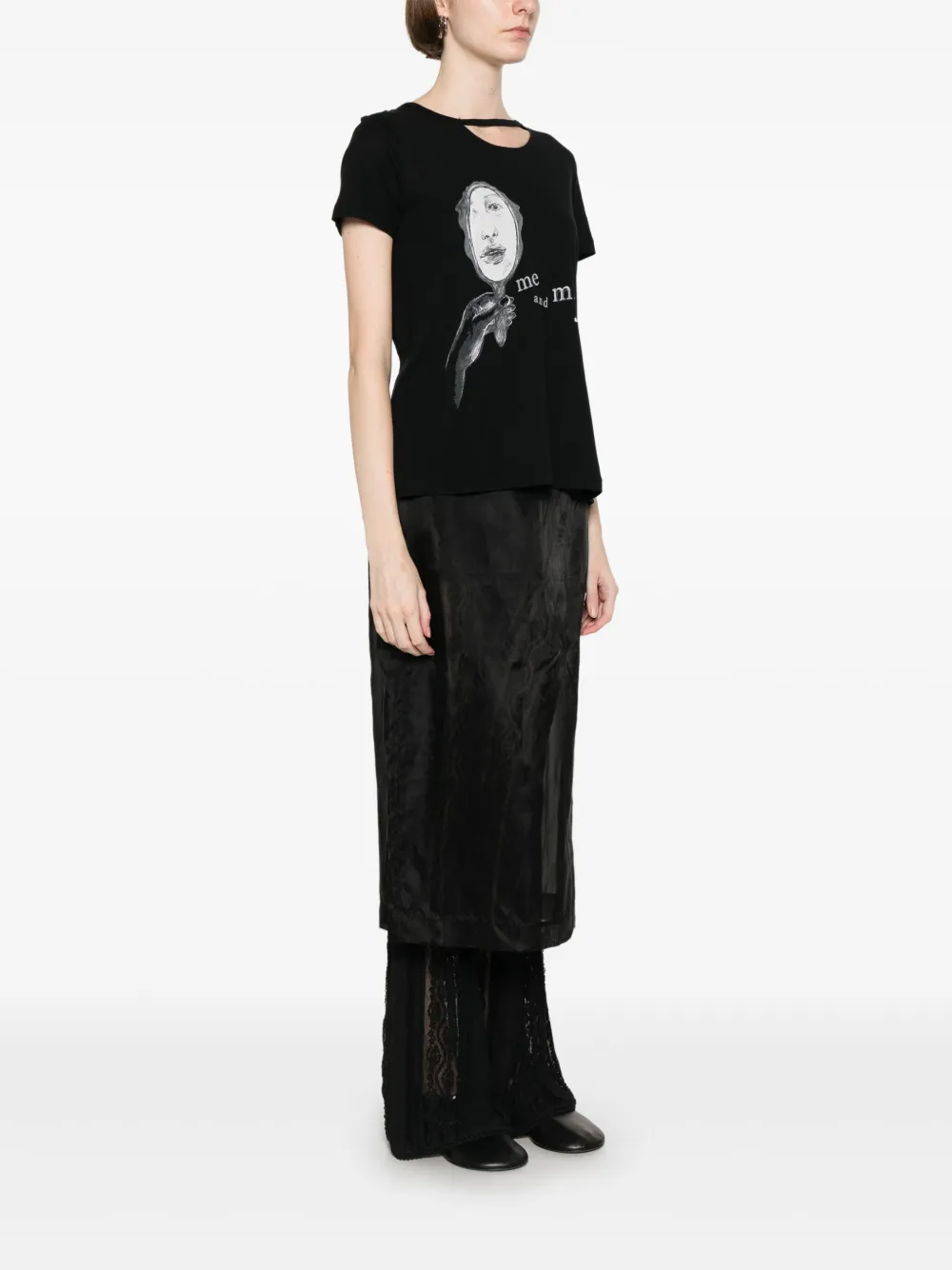 Yohji Yamamoto T-shirt met print Zwart