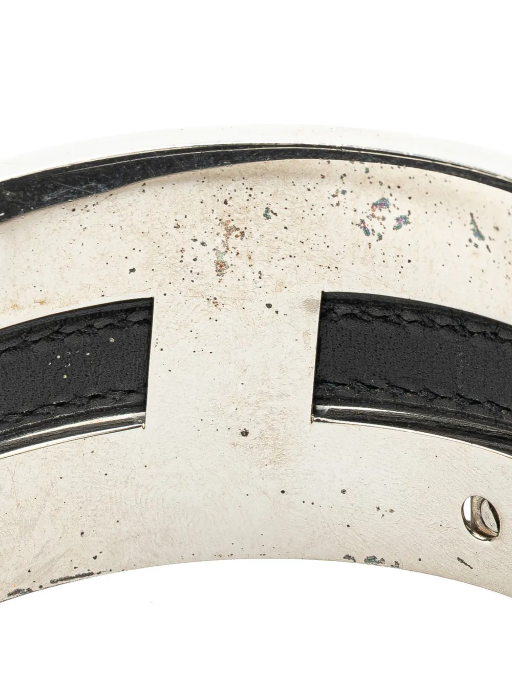 Pre-owned Hermes 1999 Leather Pousse Pousse Double Tour Bracelet Costume Bracelet In Silver