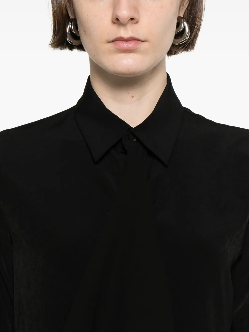 Yohji Yamamoto Blouse met gedrapeerd vlak Zwart